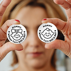 Flat Round Double-Sided Engraved Stainless Steel Commemorative Decision Maker Coin Set&nbsp;AJEW-GL0001-99B
