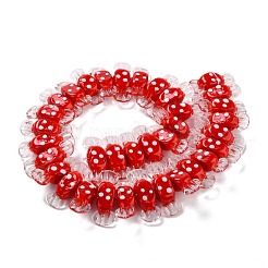 手作りランプワークビーズ  バンピー  スポットのあるキャンディー  レッド  26~29x9x7.5~8mm  穴：1mm&nbsp;LAMP-M010-01B