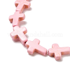 合成ターコイズ染色ビーズ連売り  宗教クロス  ミスティローズ  15.5x12x4mm  穴：1.4mm  約24~26個/連  14.96''~16.14''（38~41センチメートル）&nbsp;G-P507-06C