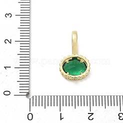 真鍮の舗装キュービックジルコニアペンダント  楕円形のチャーム  長持ちメッキ  ラックめっき  鉛フリー＆カドミウムフリー  18KGP本金メッキ  グリーン  17x10x7.8mm  穴：5x7mm&nbsp;CU-CBA6980-10G-G