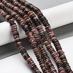 天然石ロードナイトビーズ連売り  ロンデル  6~6.5x2~2.5mm  穴：1.2mm  約156~158個/連  15.12~15.20インチ（38.4~38.6cm）&nbsp;G-G084-A06-01