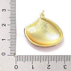 本物の 18k ゴールド メッキ ラック メッキ真鍮エナメル ペンダント  丸カン付き  長持ちメッキ  鉛フリー＆カドミウムフリー  シェルシェイプチャーム  ブルー  23x25x5.5mm  穴：3mm&nbsp;X-KK-M293-32G-02