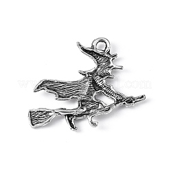 Tibetan Style Halloween Witch Alloy Pendants&nbsp;TIBEP-Q050-06AS-NR