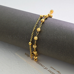 Vintage Beach Brass Round Ball Link Chain Double Layer Anklets for Women&nbsp;NU3457