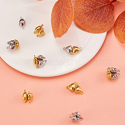 20セット2色合金マグネットクラスプ  ハート  プラチナ·ゴールデン  15x9.5x6mm  穴：1.5mm  10セット/カラー&nbsp;PALLOY-CJ0001-155