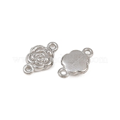 304ステンレススチールコネクタチャーム  バラの花のリンク  ステンレス鋼色  10x6x2mm  穴：0.8mm&nbsp;SA-CBA302A-13P