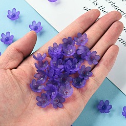 つや消しアクリルビーズキャップ  6花びら  花  ホワイト  14x6mm  穴：2mm  約1660個/500g&nbsp;MACR-S371-07A-747