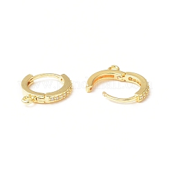Brass Micro Pave Clear Cubic Zirconia Hoop Earring Findings&nbsp;KK-C018-01A-G