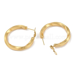 Ion Plating(IP) 201 Stainless Steel Twist Hoop Earrings&nbsp;EJEW-I309-44G