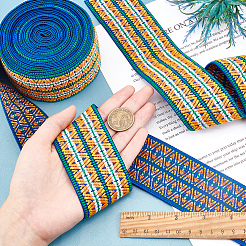 エスニックスタイルの刺繍フラットナイロン弾性コード/バンド  ウェビング衣類縫製アクセサリー  菱形模様  オレンジ  52mm  5ヤード/袋&nbsp;OCOR-CA0001-08