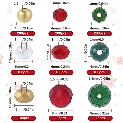 クリスマスビーズジュエリー作りキット  ガラスおよびCCBプラスチックビーズを含む  ミックスカラー  4~8x4~8mm  穴：1~2mm&nbsp;EGLA-SC0001-28