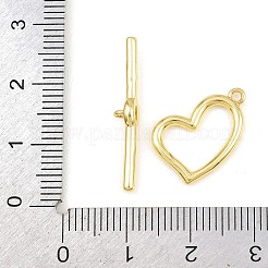 ハート真鍮トグル留め金  カドミウムフリー＆鉛フリー  長持ちメッキ  18KGP本金メッキ  4.5~11.5x16.5~25.5x1.5~4mm  穴：1.2~1.4mm&nbsp;KK-G548-43G-01