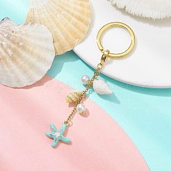 Alloy Enamel & Spiral Shell Pendant Keychains&nbsp;KEYC-JKC00681-02