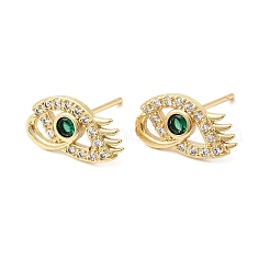 Eyes Brass Micro Pave Cubic Zirconia Stud Earrings&nbsp;EJEW-C186-20G-03