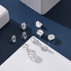 304ステンレススチール製イヤーナット  ポスト イヤリングのバタフライ イヤリング バック  花  銀  6.5x6x3.5mm  穴：1mm&nbsp;STAS-G224-13S