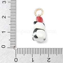 真鍮製エナメルペンダント  ゴールドカラー  パンダチャーム  18x8x7mm  穴：4mm&nbsp;KK-CBAE20A-01A-G