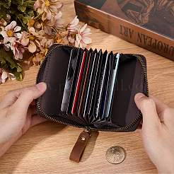 女性と男性のための長方形の革製クレジットカード財布  ジッパー付き  ココナッツブラウン  11x8.7x2.7cm&nbsp;AJEW-WH20001-31A