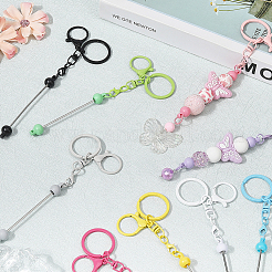 10Pcs 10 Colors Alloy Bar Beadable Keychain Clasps&nbsp;FIND-SC0017-20