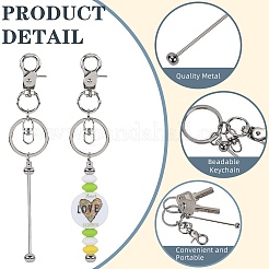 16Pcs Alloy Beadable Bar Keychain for DIY Crafts Jewelry Making&nbsp;KEYC-SZ0001-17P