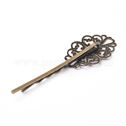 アイアン製ヘアピンパーツ  フローラル  アンティークブロンズ  66.5x20x4.5mm&nbsp;IFIN-WH0051-93G