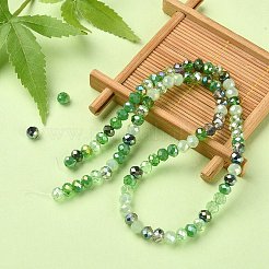 電気メッキガラスビーズセット  多面カット  ロンデル  シーグリーン  5.5~6x5mm  穴：1mm  約90~92個/連  16.54インチ〜16.93インチ（42~43cm）&nbsp;EGLA-YW0002-D04