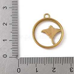 304ステンレススチールエナメルペンダント  ゴールドカラー  マンタのリング  空色  21x18x3mm  穴：2mm&nbsp;X-STAS-Z153-09G-02
