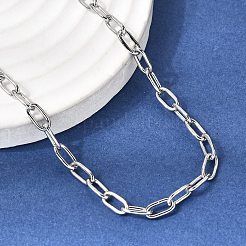 4MM 201 Stainless Steel Paperclip Chain Necklaces for Unisex&nbsp;NJEW-K302-24P