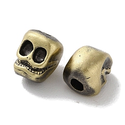 チベットスタイルのブラスビーズ  カドミウムフリー＆鉛フリー  スカル  アンティークブロンズ  8.5x7x7mm  穴：2.5mm&nbsp;KK-M284-50AB