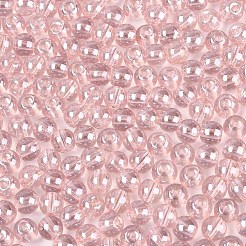 透明ガラスシードビーズ  窓ガラススタイル  ラウンド  ピンク  4~4.5mm  穴：1mm  約4090個/ポンド&nbsp;SEED-N007-33A-02