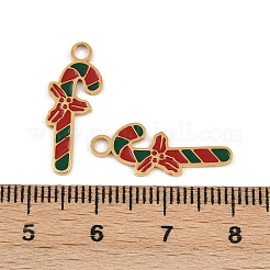 304ステンレススチールエナメルペンダント  イオンプレーティング（ip）  クリスマステーマ  18KGP本金メッキ  キャンディー棒  21x8x1mm  穴：2.2mm&nbsp;STAS-G357-01G-07