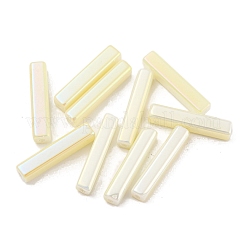 電気メッキガラスビーズ  多面カット  長方形  ベージュ  19.5~20x4x4mm  穴：1mm&nbsp;GLAA-D024-01H