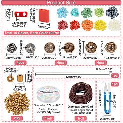 DIYタイルブレスレット作りキット  ガラスシードビーズ入り  ローズ＆ハーフラウンド合金ボタン  牛革レザーコード  伸縮性のある糸  はさみ  ミックスカラー&nbsp;DIY-NB0009-74