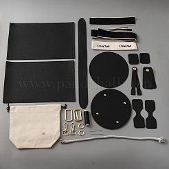 Pu レザー バケツ バッグ キットの diy の縫い付け  puレザーバッグボトム＆カバー付き  合金の留め金とバックル  針  スレッド  ブラック  17.7x28x0.2cm&nbsp;DIY-WH0308-306A