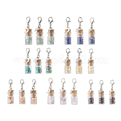 21Pcs 7 Styles Chakra Natural & Synthetic Gemstone Chips inside Glass Wishing Bottle Pendant Decoration&nbsp;HJEW-JM03306