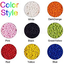 ガラスシードビーズ  不透明色  ロンデル  ミックスカラー  2mm  穴：1mm  約1400PCS /カラー  約11200個/箱&nbsp;SEED-PH0012-03-2mm
