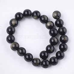 Natural Golden Sheen Obsidian Beads Strands&nbsp;X-G-S333-8mm-025