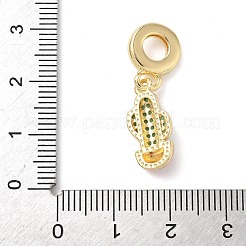 Brass Micro Pave Green Cubic Zirconia European Dangle Charms&nbsp;KK-D502-06G