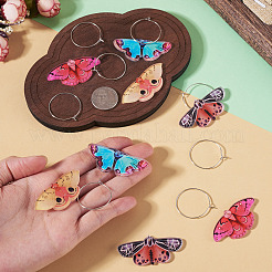 4 Pairs 4 Colors Butterfly Alloy & Acrylic Hoop Earrings&nbsp;EJEW-TA0001-88A