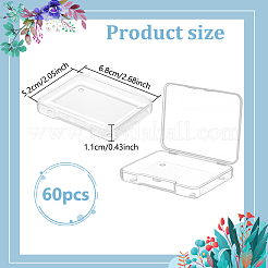 60個の透明なプラスチックビーズ容器  長方形  透明  6.8x5.2x1.1cm&nbsp;CON-BC0008-06