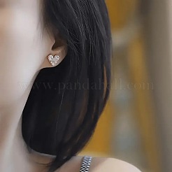 Heart Alloy Clear Cubic Zirconia Stud Earrings&nbsp;FS-WG9E6BA-01