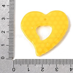 不透明な水玉模様の樹脂ペンダント  ハートチャーム  ゴールド  37x34x4mm  穴：1.5mm&nbsp;FIND-H021-01B