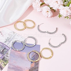 女性用真鍮フープピアス 4個 2色  リング  ラインストーン付き  本物の金メッキと本物のプラチナメッキ  26x26x2.8mm  2個/カラー&nbsp;EJEW-BBC0001-77B