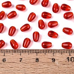 透明ガラスビーズ  ティアドロップ  ファイヤーブリック  6x4x4mm  穴：1mm  約6666個/1000g&nbsp;GLAA-Q113-01A-A02