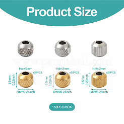 201ステンレスビーズ  ロンデル  ゴールデン·ステンレス鋼色  6x5.5mm  穴：2mm  150個/箱&nbsp;STAS-PJ0001-33