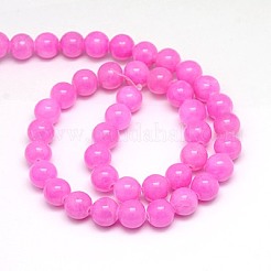 天然石イエロージェイド翡翠ビーズ連売り  染め  ラウンド  フクシア  6mm  穴：1mm  約70個/連  15.75インチ&nbsp;G-G598-6mm-YXS-30