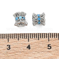 真鍮製マイクロパヴェスカイブルーキュービックジルコニアビーズ  コラム  プラチナ  6x6mm  穴：1.8mm&nbsp;KK-C172-03P