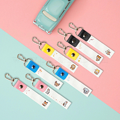 PUレザー&コットンネームマーカーキーホルダー  亜鉛合金キーホルダー付き  動物  13x2cm&nbsp;AJEW-WH0514-029