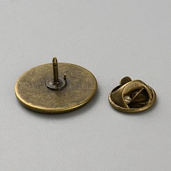 アイアン製ブローチパーツ  ブランクブローチベースのセッティング  フラットラウンド  アンティークブロンズ  19.5mm&nbsp;IFIN-WH0086-13A