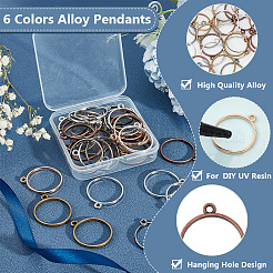 60Pcs 6 Colors Alloy Open Back Bezel Pendants&nbsp;FIND-OC0003-39
