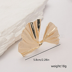 女性用の誇張された亜鉛合金の指輪  ゴールドカラー  イチョウ葉  58mm&nbsp;EG1125-3